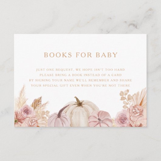 Boho Meisjes Pampas Grass Pumpkin Baby shower Informatiekaartje (Voorkant)