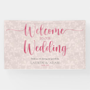 Boho Meisjesachtige Roze Bruiloft Spandoek