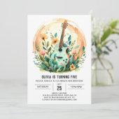 Boho melodie gitaar verjaardag kaart (Staand voorkant)