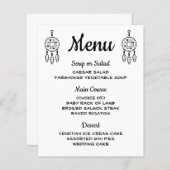 Boho Menu Drocatcher Black White Weddenproces (Voorkant / Achterkant)
