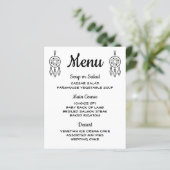 Boho Menu Drocatcher Black White Weddenproces (Staand voorkant)