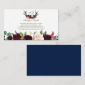 Boho Merlot Navy Blauwe Bloemige Geweien Neem een  Informatiekaartje (Voorkant / Achterkant)