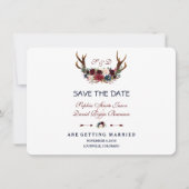 Boho Merlot Navy Blauwe Bloemige Geweien Save The  Save The Date (Voorkant)