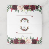 Boho Merlot Navy Blauwe Bloemstukken en Geweien Ta Plaatskaartje (Buitenkant ongevouwen)