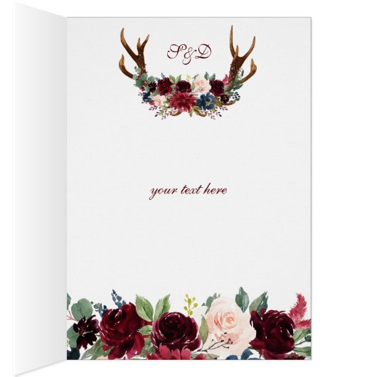 Boho Merlot Navy Blue Floral Antlers (Binnen (Rechts))