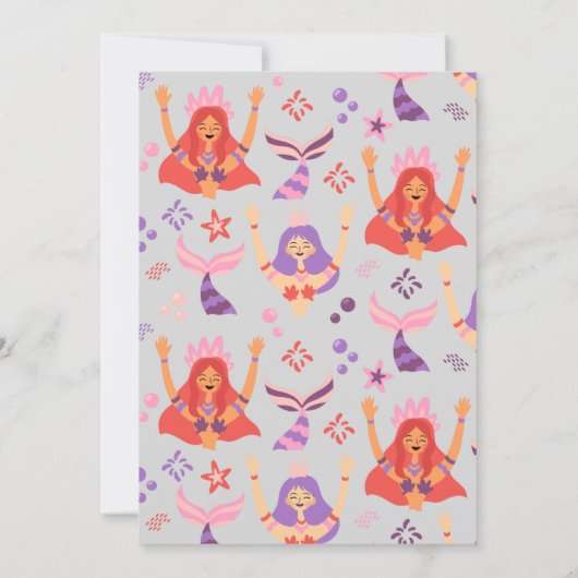 Boho Mermaid Birthday Invitation Kaart (Achterkant)