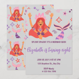 Boho Mermaid Birthday Invitation Kaart