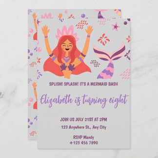 Boho Mermaid Birthday Invitation Kaart