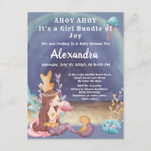 Boho Mermaid, Tropisch vismeisje Baby shower Uitnodiging Briefkaart