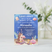 Boho Mermaid, Tropische vis Roze Baby shower Briefkaart (Staand voorkant)