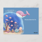 Boho Mermaid, Tropische vis Roze Baby shower Briefkaart (Achterkant)