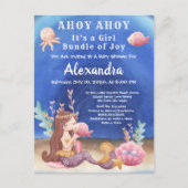 Boho Mermaid, Tropische vis Roze Baby shower Briefkaart (Voorkant)