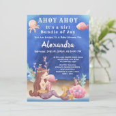 Boho Mermaid, Tropische vis Roze Baby shower Kaart (Staand voorkant)