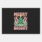Boho Merry and Bright Personalized Floral Xmas Inpakpapier Vel (Voorkant)