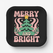 Boho Merry and Bright Personalized Floral Xmas Papieren Bordje (Voorkant)