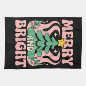 Boho Merry and Bright Personalized Floral Xmas Theedoek (Horizontaal)