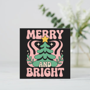 Boho Merry and Bright Persoonlijke Bloem Kerstmis Feestdagenkaart