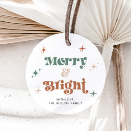 Boho Merry & Bright Christmas Label Holiday Gift L