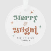 Boho Merry & Bright Foto Kerst Ornament Retro (voorkant)