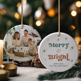 Boho Merry & Bright Foto Kerst Ornament Retro