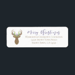 Boho Merry Christmas Rendier Typografie Etiket<br><div class="desc">Boho Merry Christmas Rendier Typografie Adresetiketten Stuur uw vakantie groeten in stijl met deze gepersonaliseerde labels met een rustige boho rendier met dennentak bezaaide gewei, in de tinten van lavendel, blauwgroen, roze en limoen. Eenvoudig aan te passen met tekst, lettertypen en kleuren. Creëer door Zazzle pro designer BK Thompson ©...</div>
