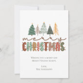 Boho Merry kerstbomen lights Trendy kerstmis Feestdagenkaart (Voorkant)