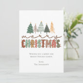Boho Merry kerstbomen lights Trendy kerstmis Feestdagenkaart (Staand voorkant)