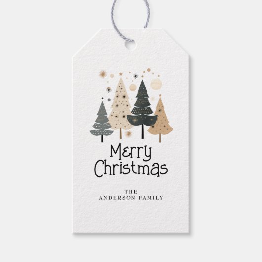 Boho Merry Kerstmis Cadeaulabel (Voorkant)