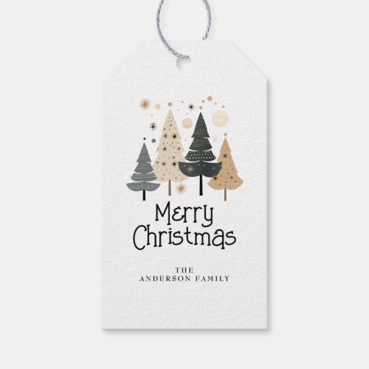 Boho Merry Kerstmis Cadeaulabel (Achterkant)