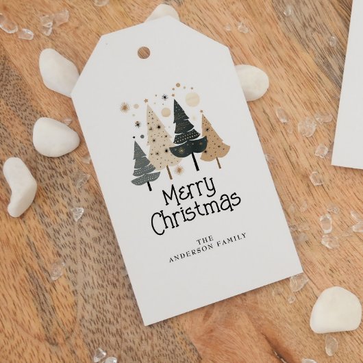 Boho Merry Kerstmis Cadeaulabel
