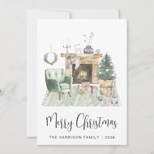 Boho Merry Kerstmis Feestdagenkaart (Voorkant)