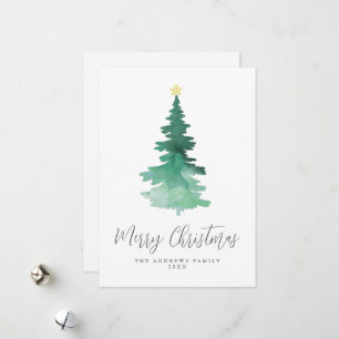 Boho Merry Kerstmis Waterverf Boom Niet-fotografer Feestdagenkaart