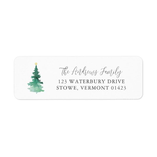 Boho Merry Waterverf Tree Adres Etiket (Voorkant)