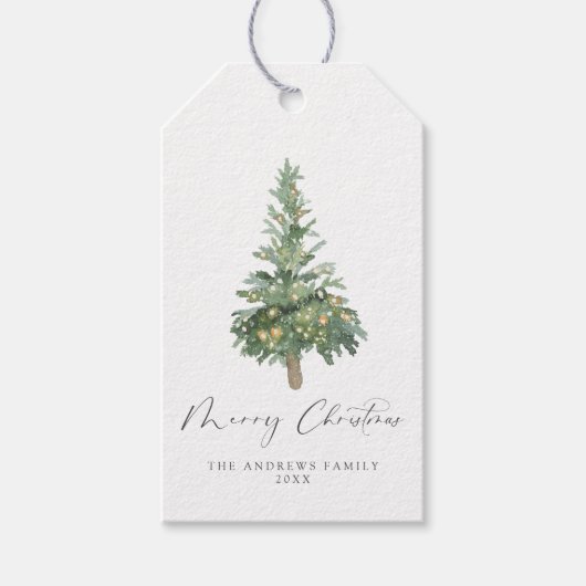Boho Merry Waterverf Tree Cadeaulabel (Voorkant)