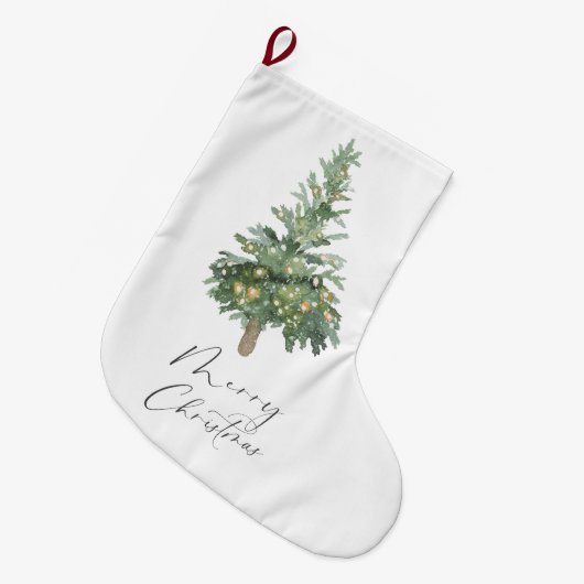 Boho Merry Waterverf Tree Grote Kerstsok (Voorkant (Hangend))