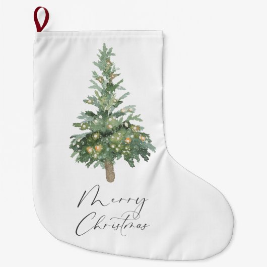 Boho Merry Waterverf Tree Grote Kerstsok (Voorkant)