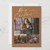 Boho Merry White script 3 Foto Collage Feestdagenkaart (Voorkant)