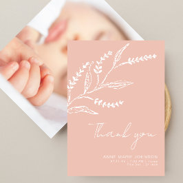 Boho met de hand getekende lavendel roze baby show bedankkaart