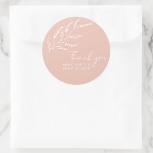 Boho met de hand getekende lavendel roze baby show ronde sticker