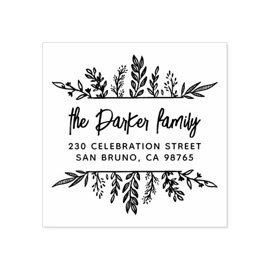 Boho met de hand getekende Leaves Lijst Modern Ret Rubberstempel (Afrduk)