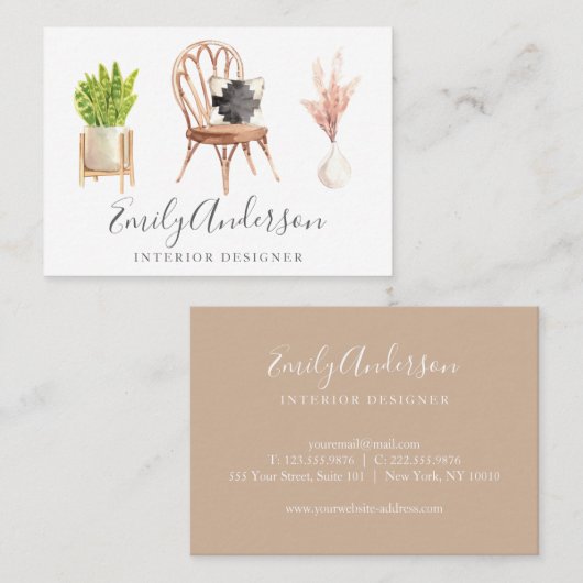Boho-meubelen Interior Design Visitekaartje (Voorkant / Achterkant)