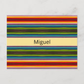 Boho Mexicaanse Serape Strepen Aangepaste Naam Briefkaart (Voorkant)