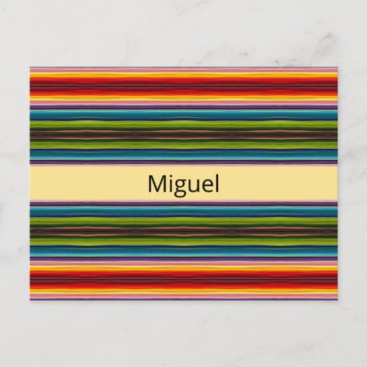 Boho Mexicaanse Serape Strepen Aangepaste Naam Briefkaart (Voorkant)
