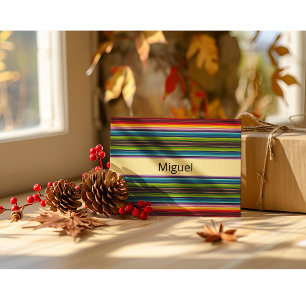 Boho Mexicaanse Serape Strepen Aangepaste Naam Briefkaart
