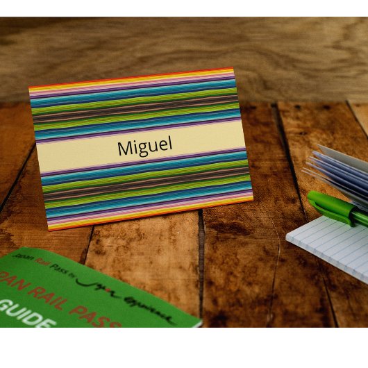 Boho Mexicaanse Serape Strepen Aangepaste Naam Briefkaart