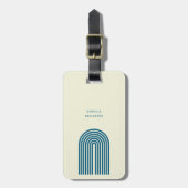 Boho Mid Century Blauwe Booglijn Bagagelabel (Voorkant verticaal)