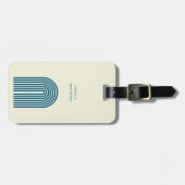 Boho Mid Century Blue Arch Line Bagagelabel (Voorkant horizontaal)