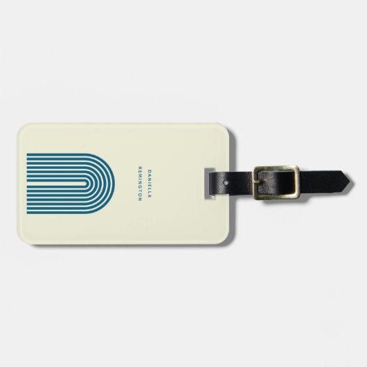 Boho Mid Century Blue Arch Line Bagagelabel (Voorkant horizontaal)