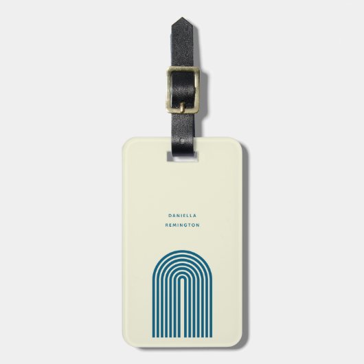 Boho Mid Century Blue Arch Line Bagagelabel (Voorkant verticaal)