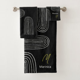 Boho Mid Century Chic Rainbow Monogram Bad Handdoek